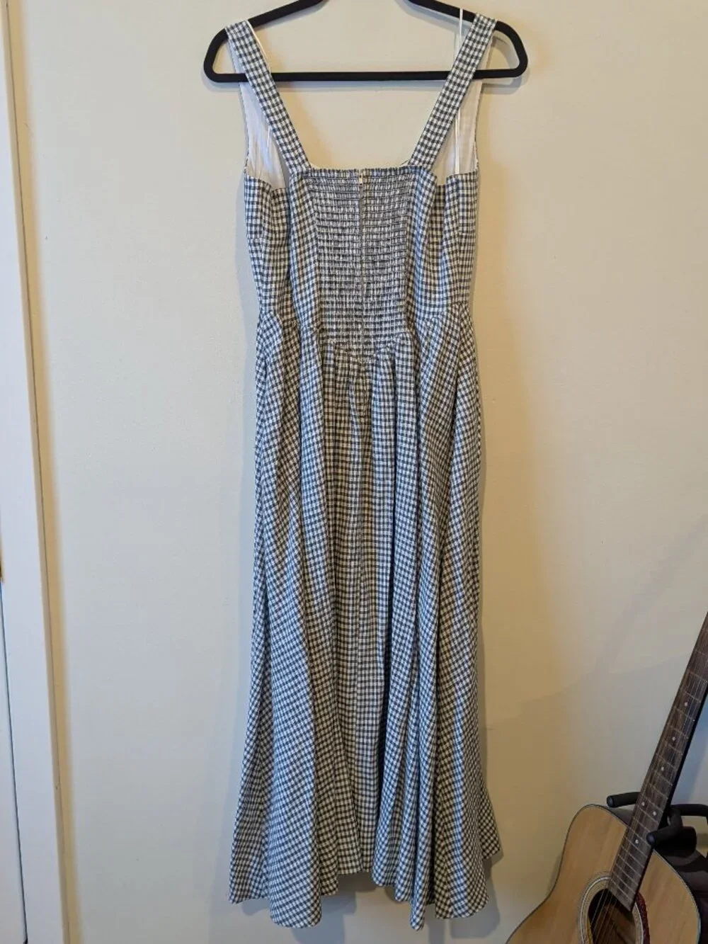 Reformation Balia Linen Dress in Slate Check - Picture 6 of 8
